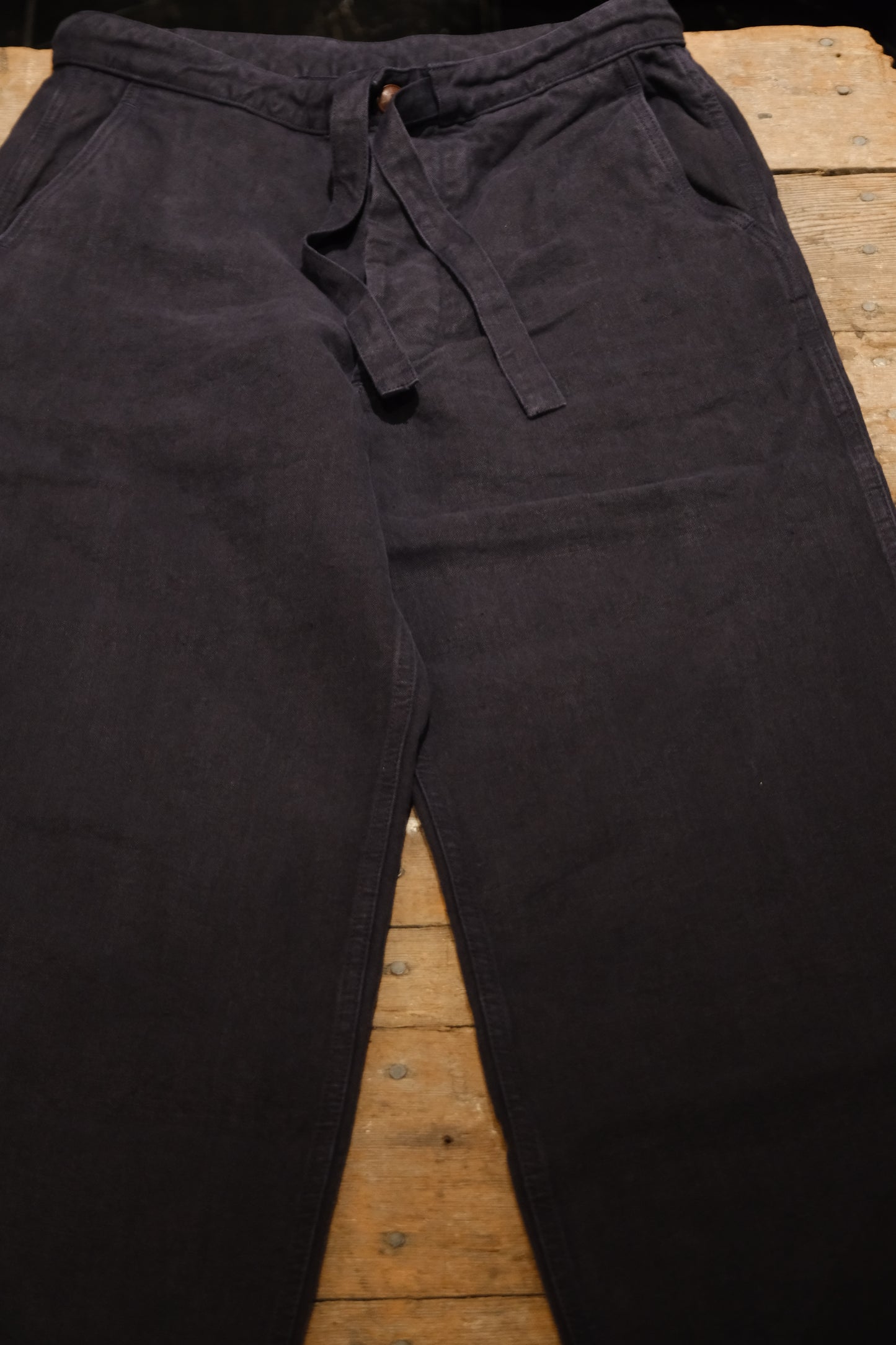 The 2 Monkeys / Linen Wide Pants TM81332 (BLUE BLACK)
