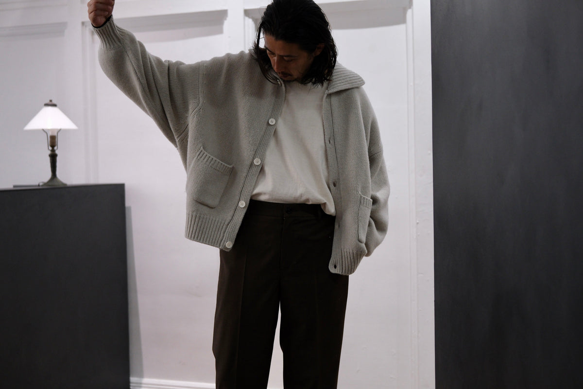 nonnotte/Draping Knit Cardigan Jacket/Low Count Wool Yak Knit