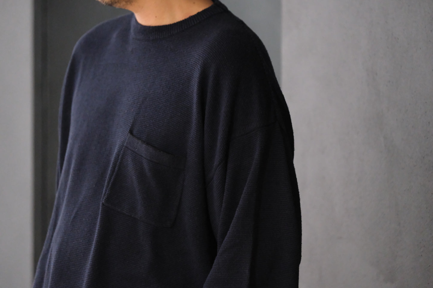 SANMONT / 26s_SKA0103 Silk Knit Crew Neck Tee / Navy