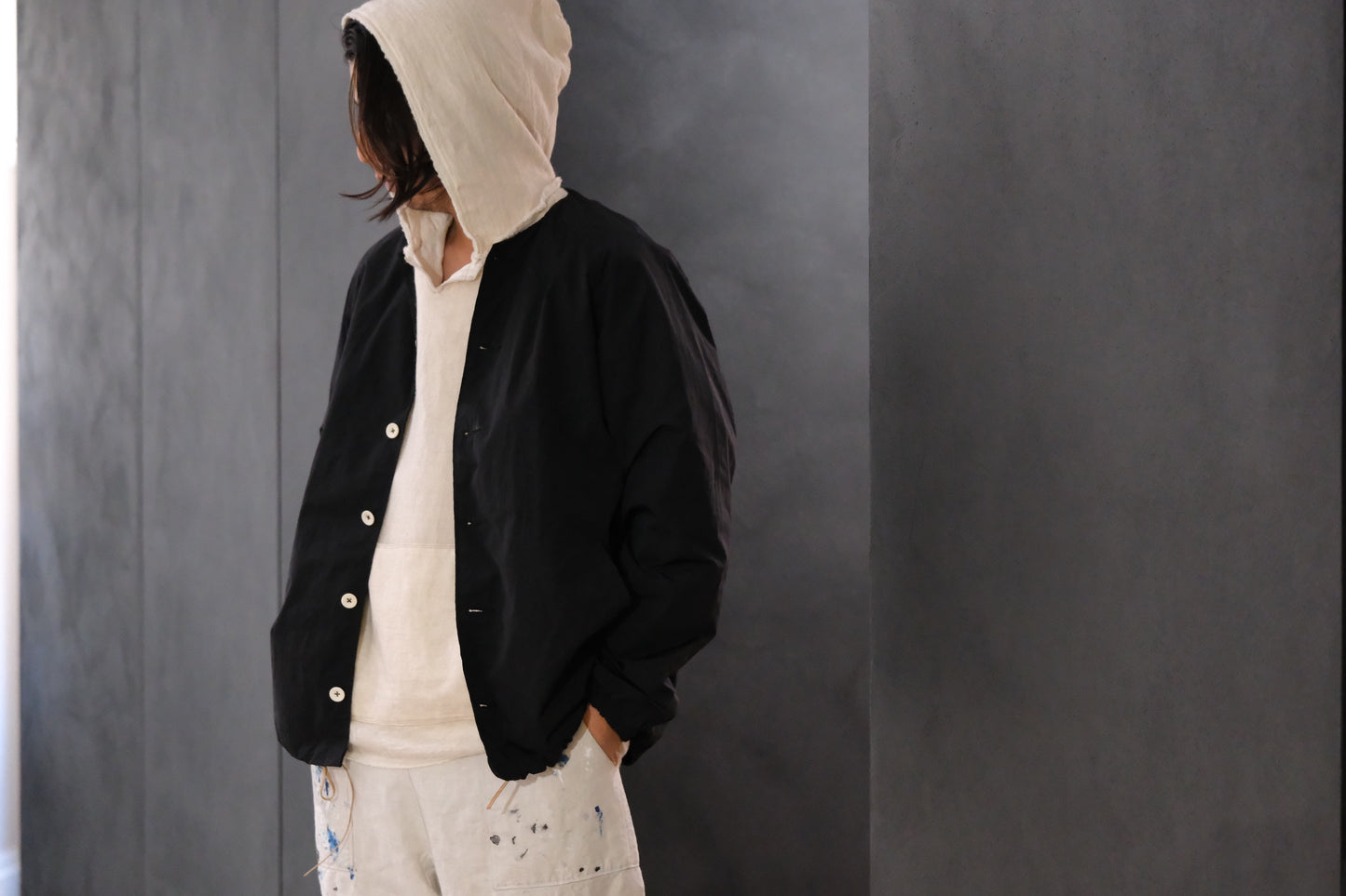 【受注商品】 wright. / Pullover gauze parka (Soft natural wool linen gauze / Organic cotton double gauze)