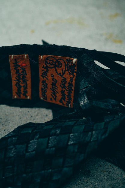GOOD KARMA DEVELOPMENT /  Leather Stole"CASTRO" / BLACK