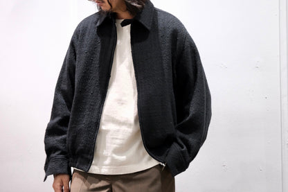 nonnotte/Draping Big Yoke Raglan Drizzler Jacket/N Tweed 002