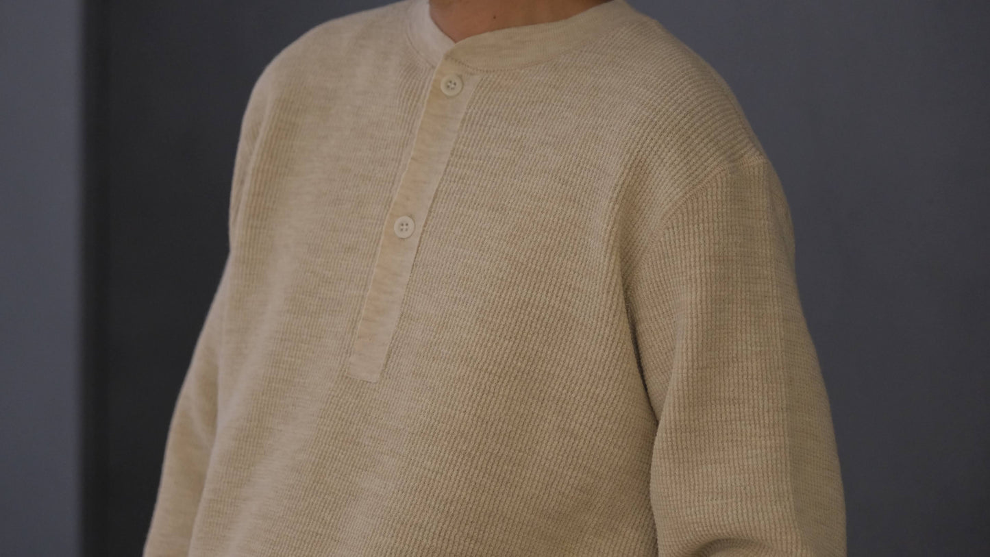 Slopeslow/Dry wool Waffle Henley shirt