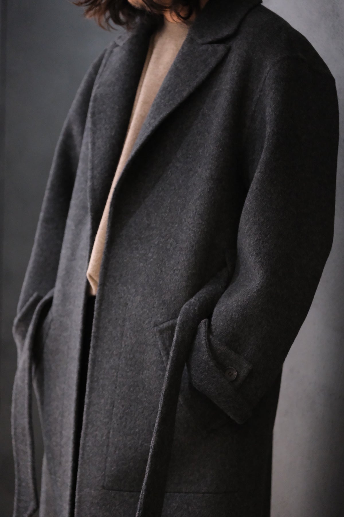 POSTELEGANT/ WOOL REVER  COAT　/ CHARCOAL GREY