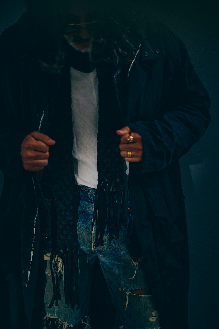 GOOD KARMA DEVELOPMENT /  Leather Stole"CASTRO" / BLACK