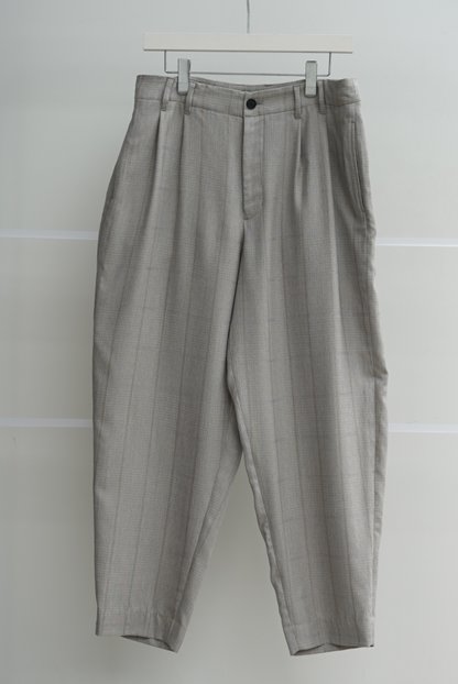 nonnotte / 2-Tuck Wide Tapered Trousers /  Wool/Silk Ghost Plaid