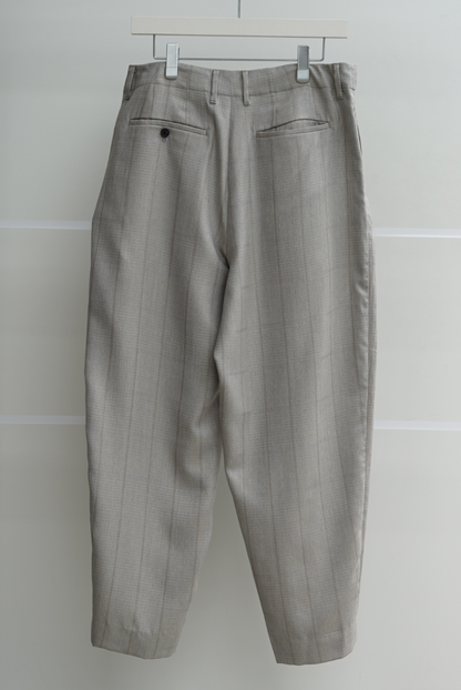 nonnotte / 2-Tuck Wide Tapered Trousers /  Wool/Silk Ghost Plaid