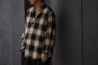 nonnotte/Calm Oversized Open Collar Shirt/Eau de Chemise/W N Ombre Check