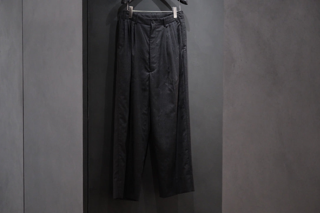 nonnotte/Draping Five-Tuck Wide Trousers/Super 140’s Shadow Jacquard – Bird Plaid