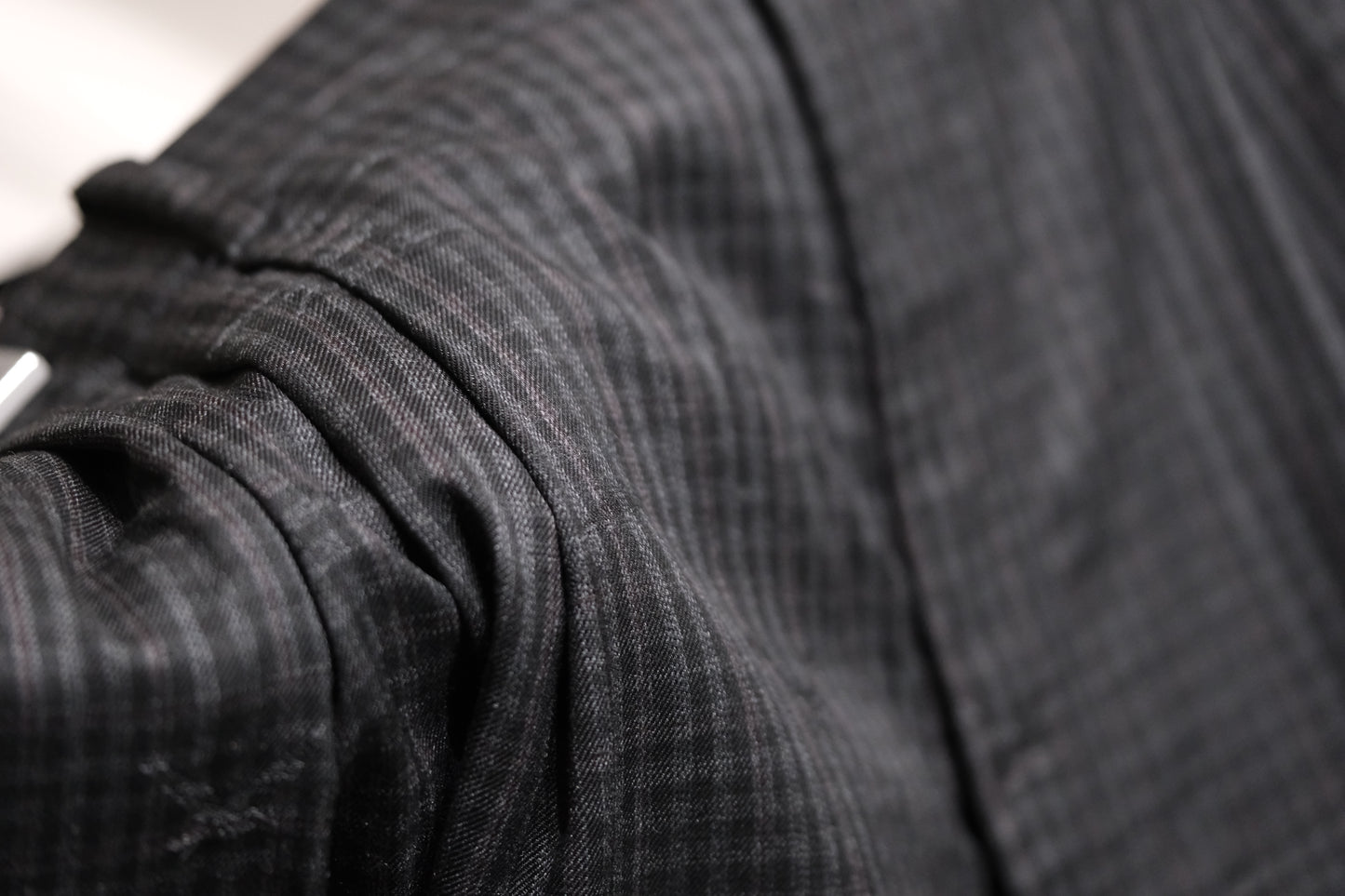 nonnotte/Draping Five-Tuck Wide Trousers/Super 140’s Shadow Jacquard – Bird Plaid