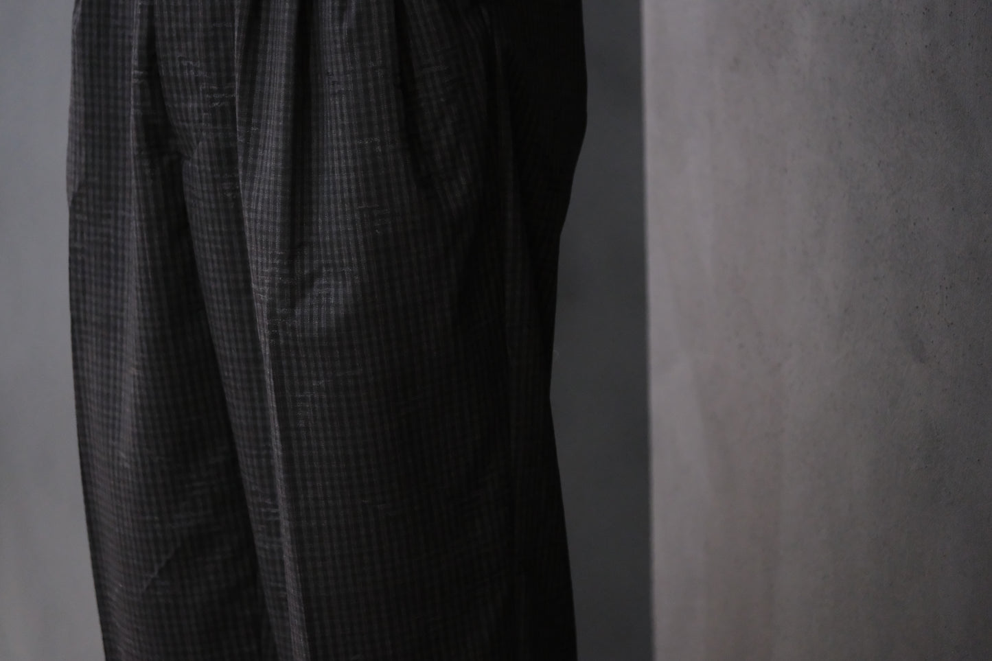 nonnotte/Draping Five-Tuck Wide Trousers/Super 140’s Shadow Jacquard – Bird Plaid