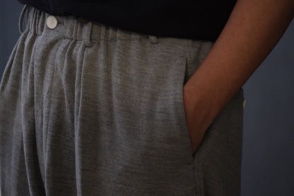 nonnotte/Elastic In-Tuck Wide Tapered Trousers/Super 120’s Air Inlay Melton