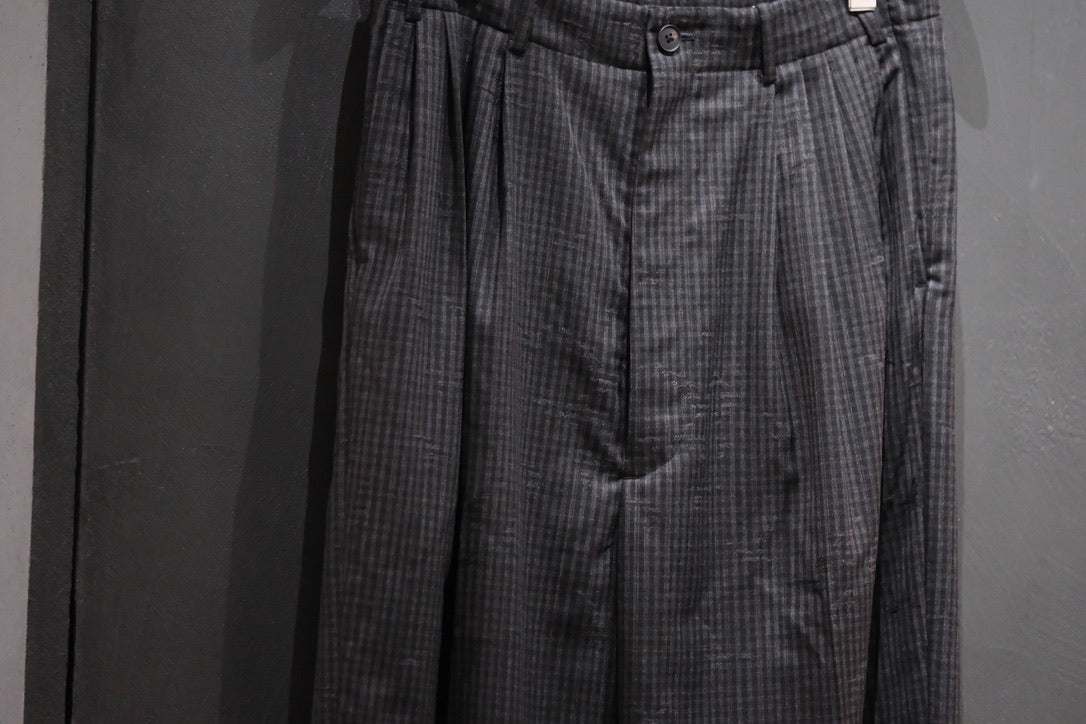 nonnotte/Draping Five-Tuck Wide Trousers/Super 140’s Shadow Jacquard – Bird Plaid