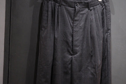 nonnotte/Draping Five-Tuck Wide Trousers/Super 140’s Shadow Jacquard – Bird Plaid