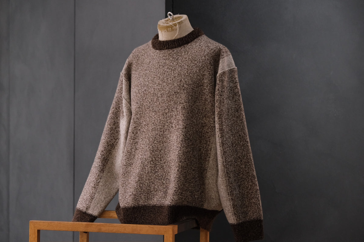 SLOPE SLOW/intarsia crew neck sweater/Seven colors NZ wool