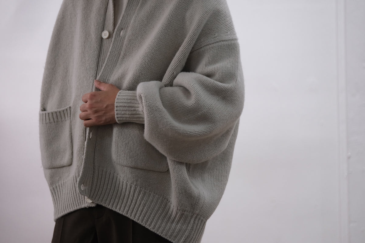 nonnotte/Draping Knit Cardigan Jacket/Low Count Wool Yak Knit
