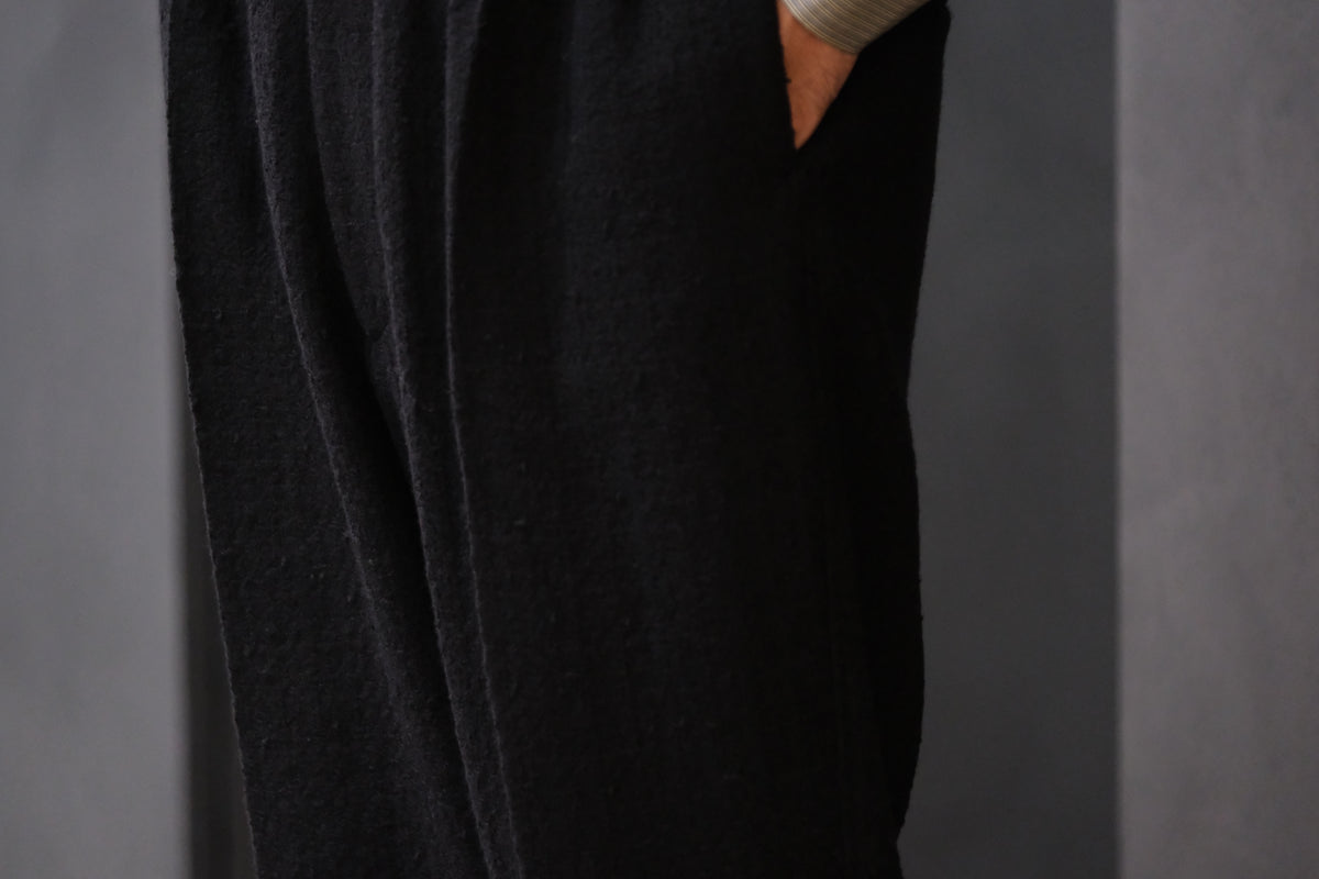 nonnotte/Elastic In-Tuck Wide Tapered Trousers/N Tweed 002