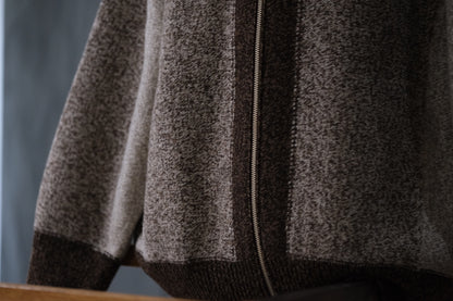 SLOPE SLOW/intarsia zip cardigan/Seven colors NZ wool