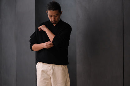 nonnotte/Draping Shawl Collar V Pullover/Pure Cashmere Knit