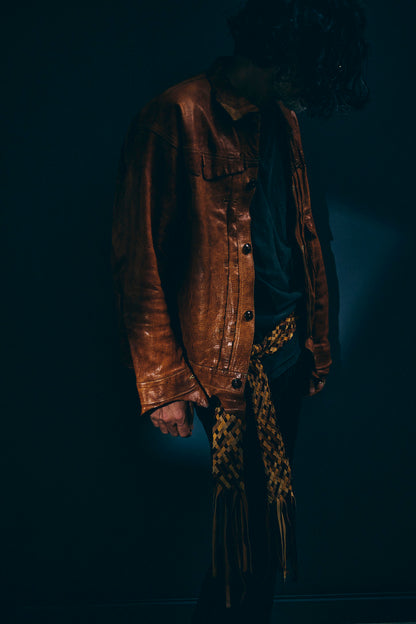 GOOD KARMA DEVELOPMENT /  Leather Stole"CASTRO" / BROWN