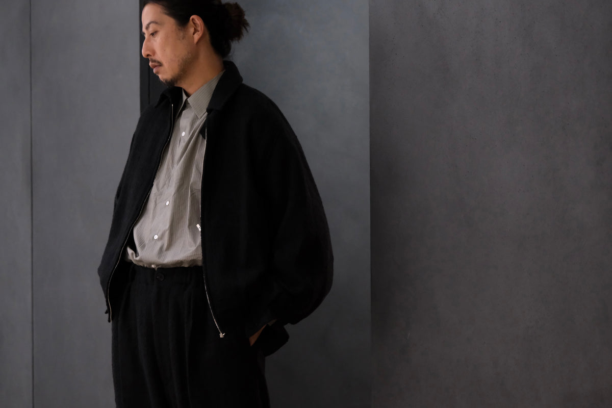 nonnotte/Draping Big Yoke Raglan Drizzler Jacket/N Tweed 002