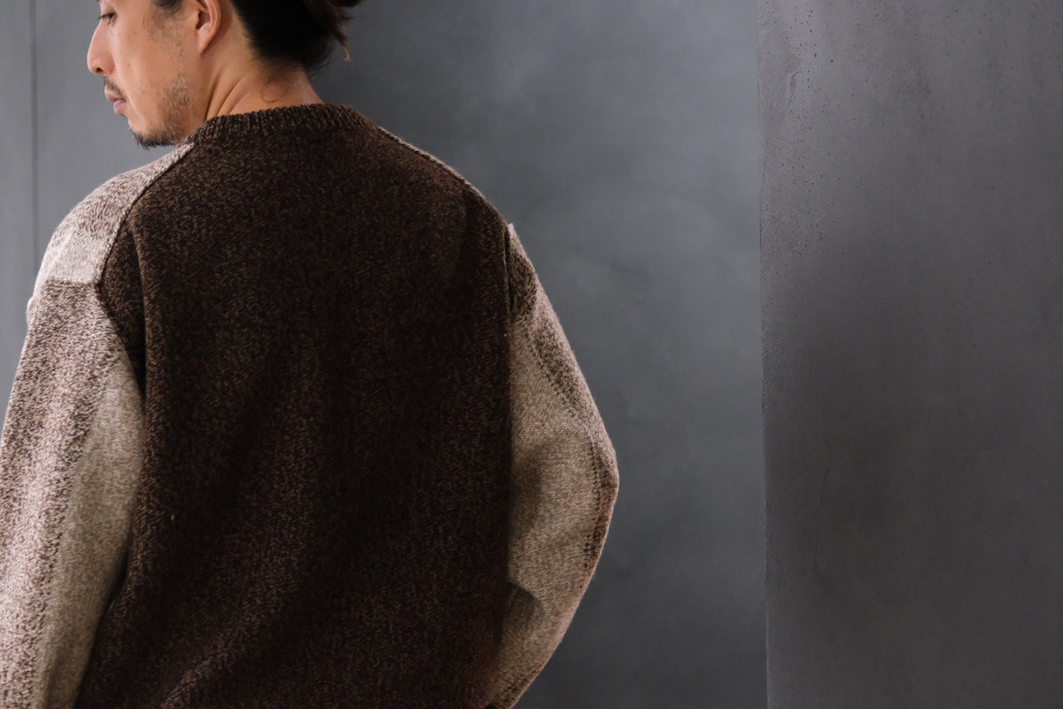 SLOPE SLOW/intarsia crew neck sweater/Seven colors NZ wool