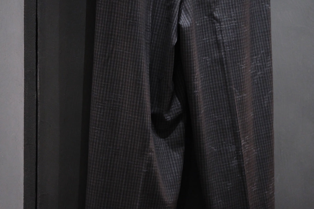 nonnotte/Draping Five-Tuck Wide Trousers/Super 140’s Shadow Jacquard – Bird Plaid
