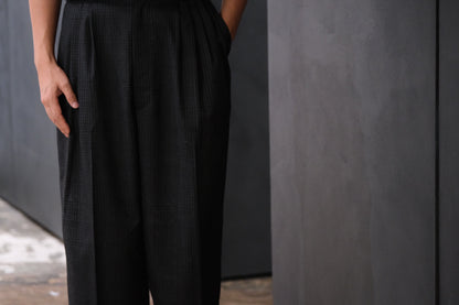 nonnotte/Draping Five-Tuck Wide Trousers/Super 140’s Shadow Jacquard – Bird Plaid