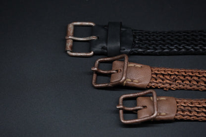 Womb Leather / Hand Knitted Leather Belt / Black