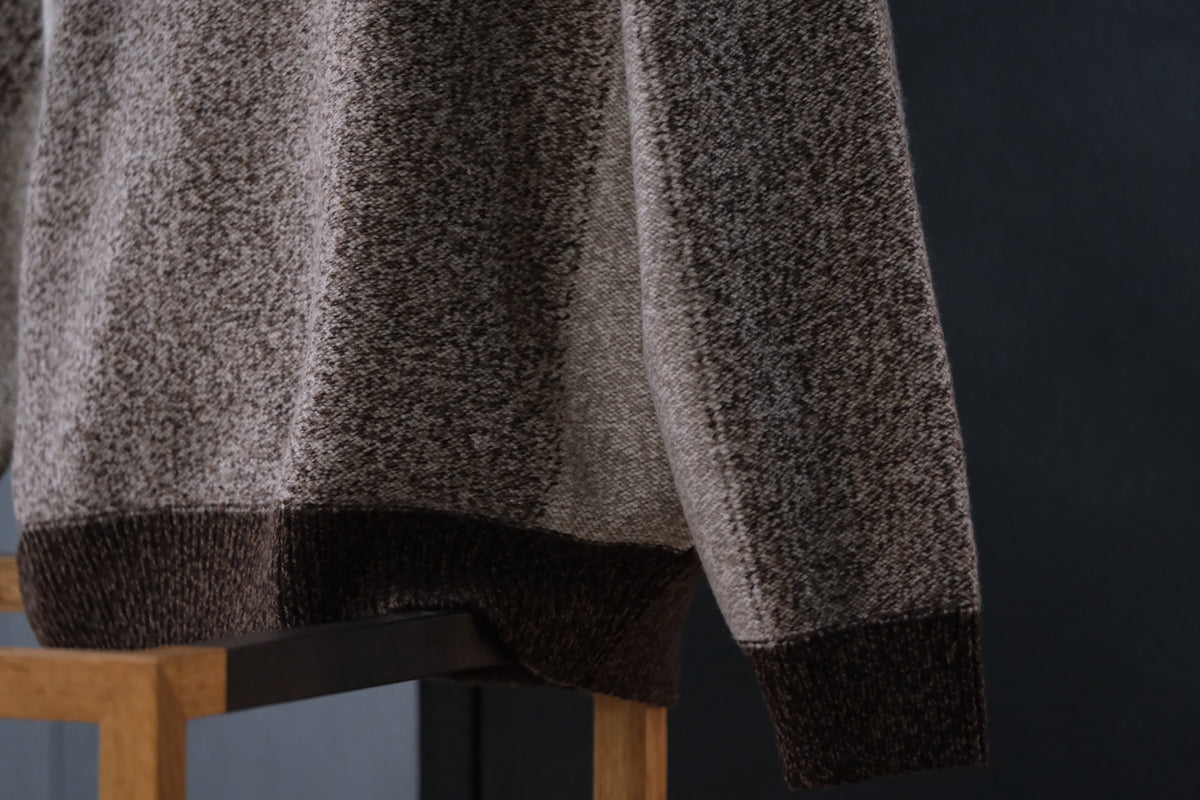 SLOPE SLOW/intarsia crew neck sweater/Seven colors NZ wool