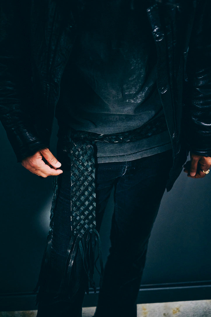 GOOD KARMA DEVELOPMENT /  Leather Stole"CASTRO" / BLACK