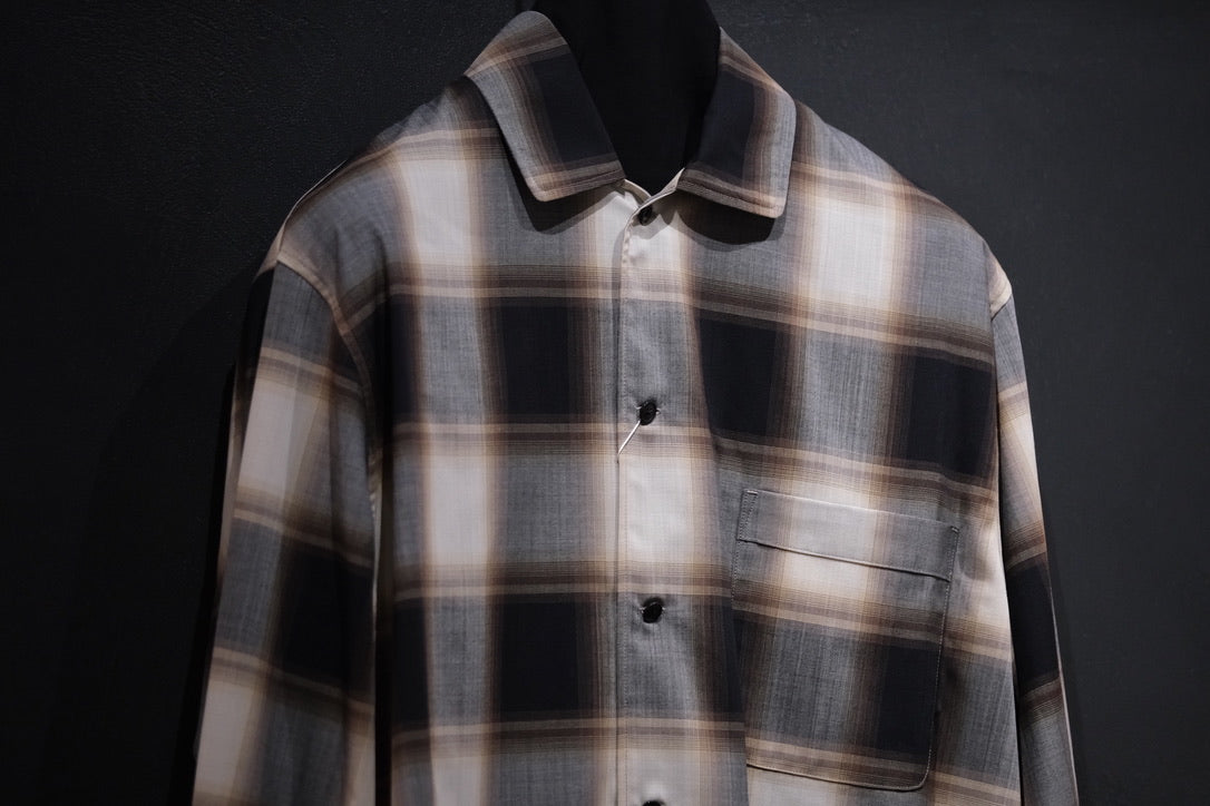 nonnotte/Calm Oversized Open Collar Shirt/Eau de Chemise/W N Ombre Check
