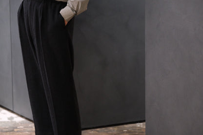 nonnotte/Elastic In-Tuck Wide Tapered Trousers/N Tweed 002