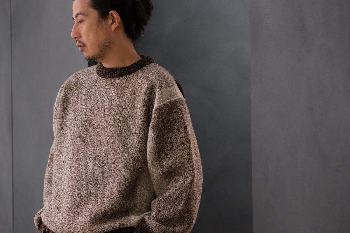 SLOPE SLOW/intarsia crew neck sweater/Seven colors NZ wool