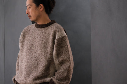 SLOPE SLOW/intarsia crew neck sweater/Seven colors NZ wool