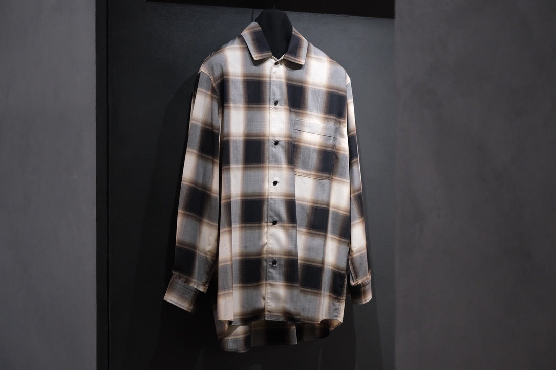 nonnotte/Calm Oversized Open Collar Shirt/Eau de Chemise/W N Ombre Check