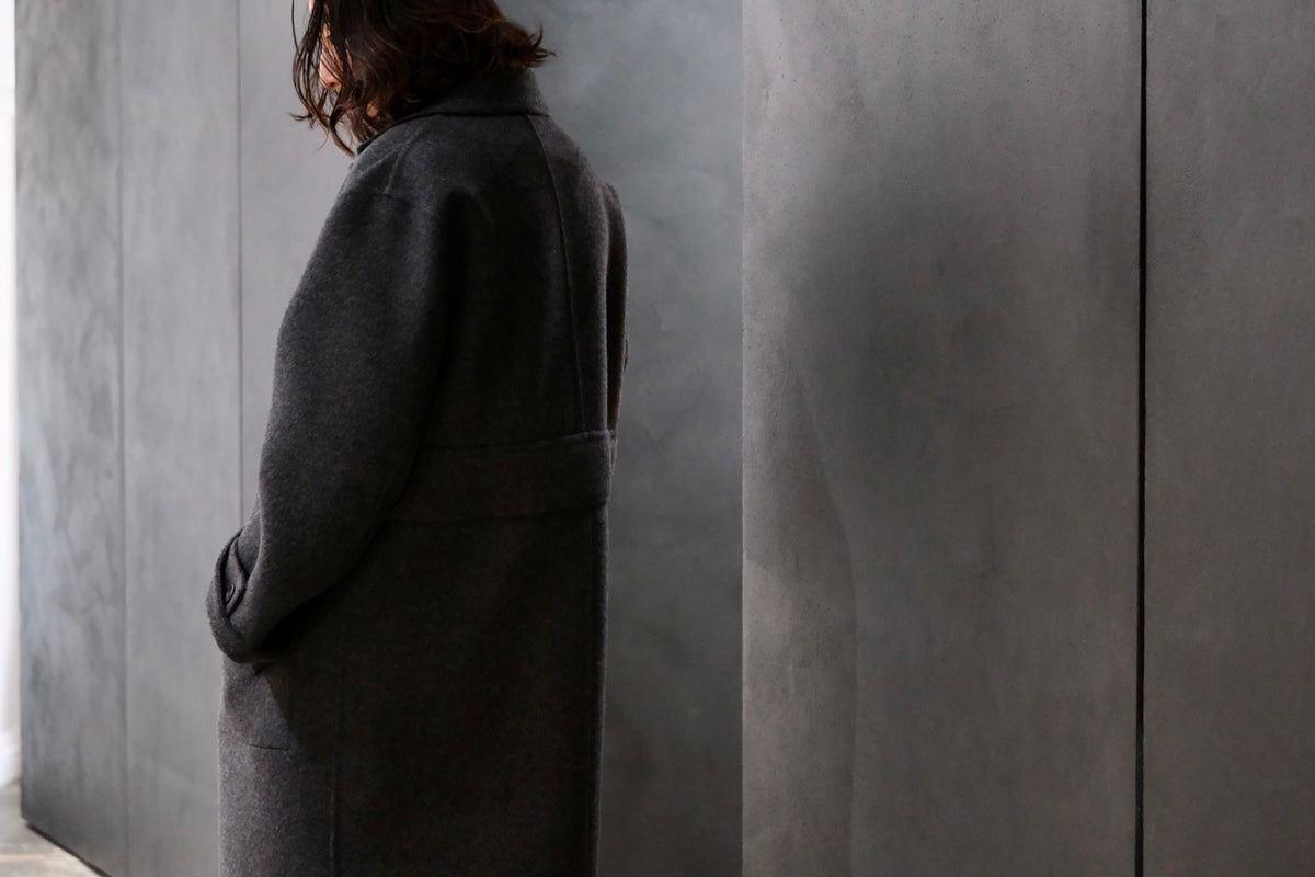 POSTELEGANT/ WOOL REVER  COAT　/ CHARCOAL GREY
