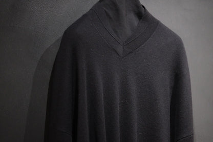 nonnotte/Draping Shawl Collar V Pullover/Pure Cashmere Knit
