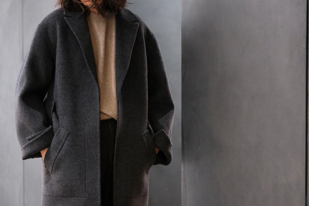 POSTELEGANT/ WOOL REVER  COAT　/ CHARCOAL GREY