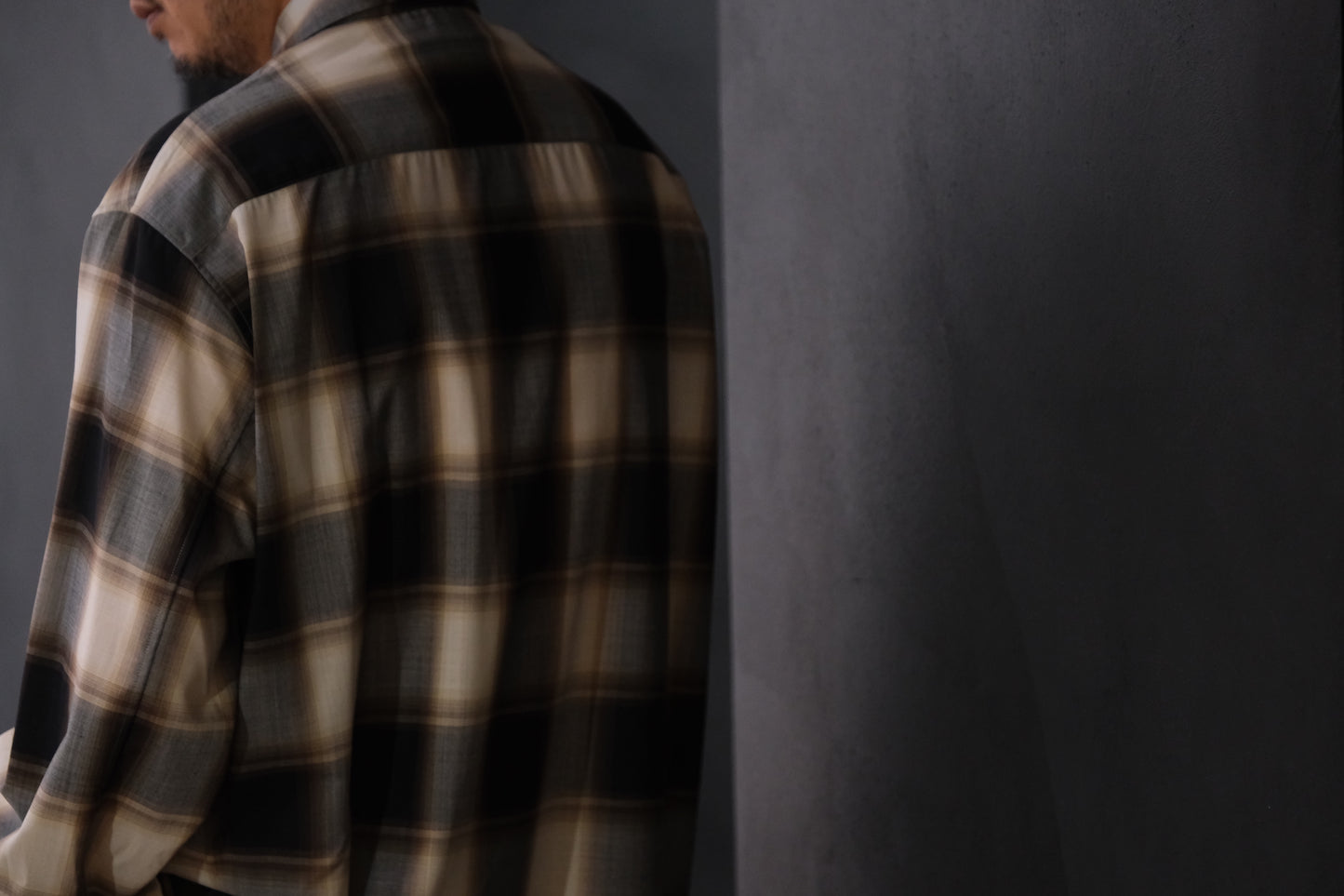 nonnotte/Calm Oversized Open Collar Shirt/Eau de Chemise/W N Ombre Check