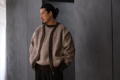 SLOPE SLOW/intarsia crew neck sweater/Seven colors NZ wool
