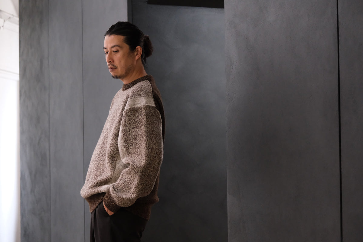 SLOPE SLOW/intarsia crew neck sweater/Seven colors NZ wool