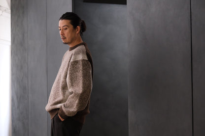 SLOPE SLOW/intarsia crew neck sweater/Seven colors NZ wool