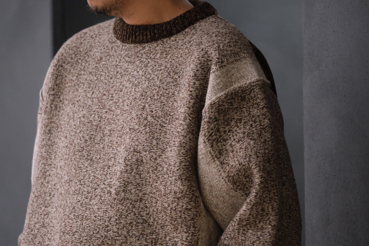 SLOPE SLOW/intarsia crew neck sweater/Seven colors NZ wool
