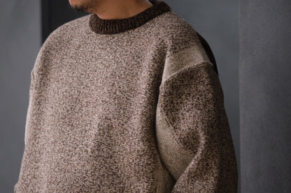 SLOPE SLOW/intarsia crew neck sweater/Seven colors NZ wool