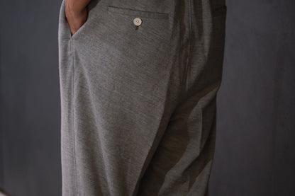 nonnotte/Elastic In-Tuck Wide Tapered Trousers/Super 120’s Air Inlay Melton