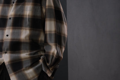 nonnotte/Calm Oversized Open Collar Shirt/Eau de Chemise/W N Ombre Check