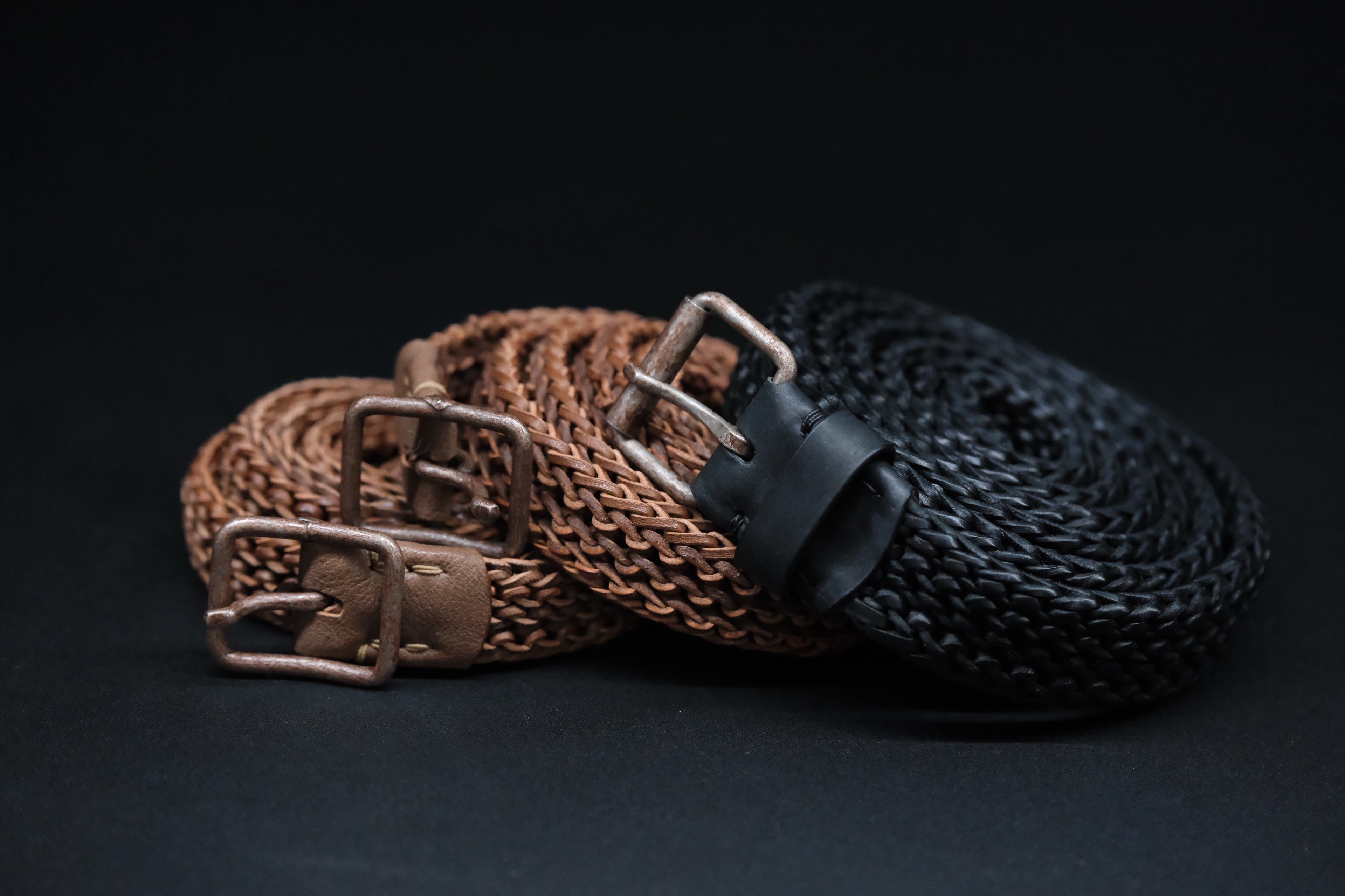 Womb Leather / Hand Knitted Leather Belt / Black – Lister