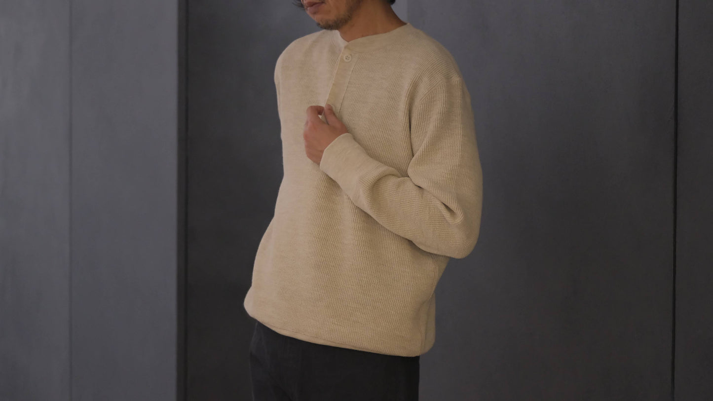 Slopeslow/Dry wool Waffle Henley shirt