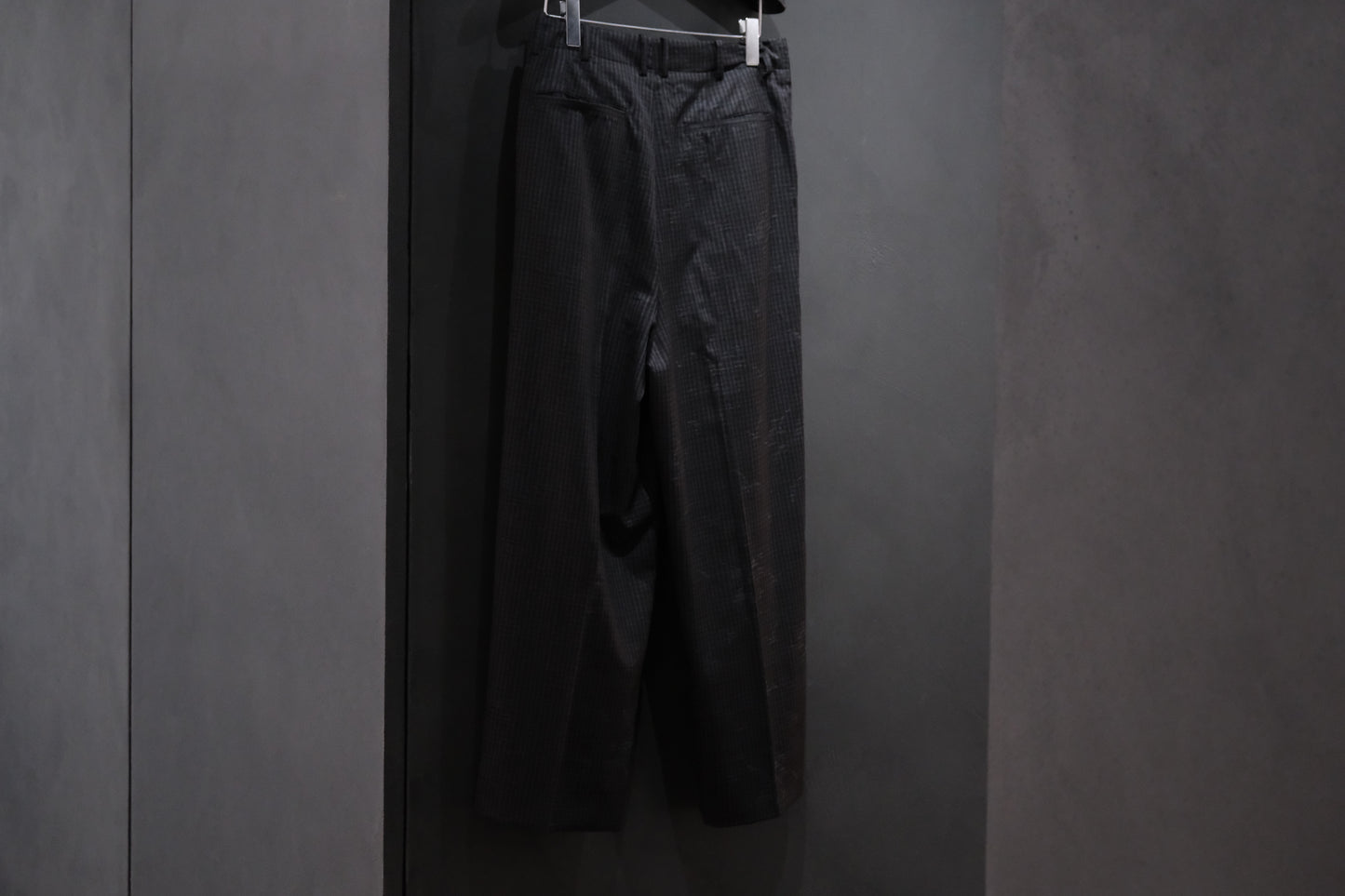 nonnotte/Draping Five-Tuck Wide Trousers/Super 140’s Shadow Jacquard – Bird Plaid